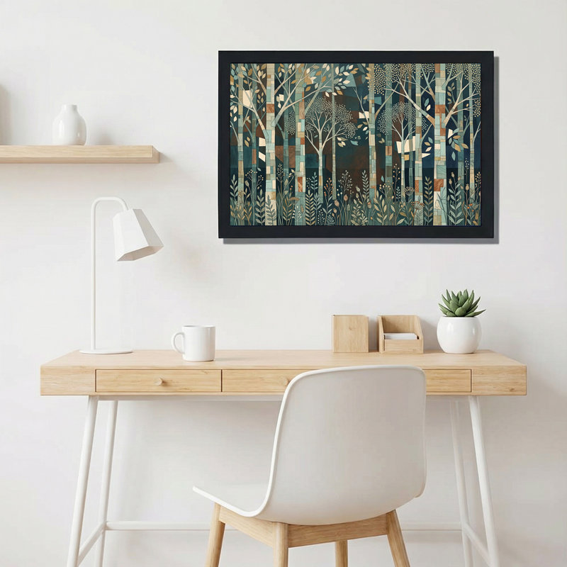 Art mural sur toile bleu et brun, H 24 po x l 36 po