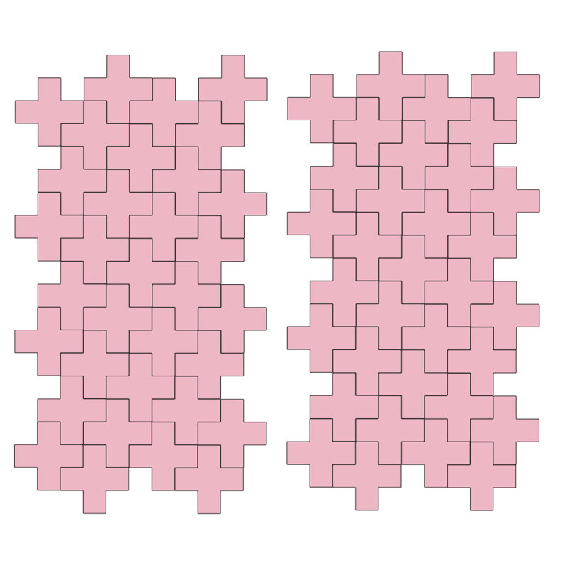 Décalcomanie murale à motifs croisés suisses, H 3 po x l 3 po x P 0,01 po, Rose œillet