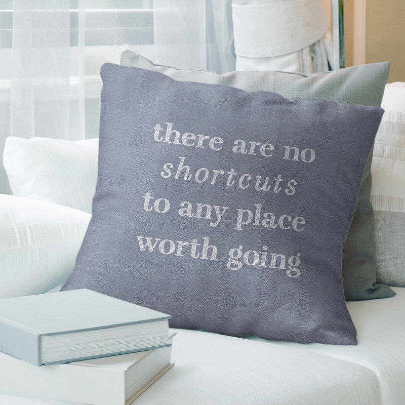 Housse de coussin "à l’écriture de raccourcis", 20 po x 20 po, Bleu / blanc, Polyester/ Bourre en polyester