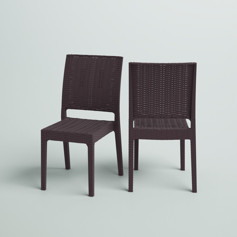 Tomosuke Stacking Patio Dining Side Chair, Brown