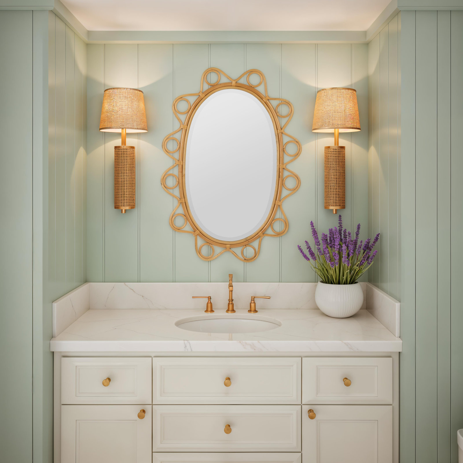 Bamboo / Rattan Scalloped Mirror