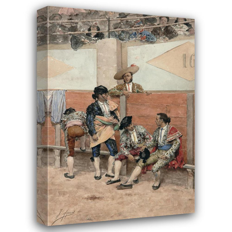 "Un repos pendant la corrida" par Joaquin Agrasot - Art mural sur toile tendue avec châssis, H 18 po x l 14 po