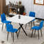 4 chaises de salle à manger en velours bleu - Pieds de soutien robustes, conception ergonomique pour le confort de la cuisine 4, courbé plus haut-1402042649