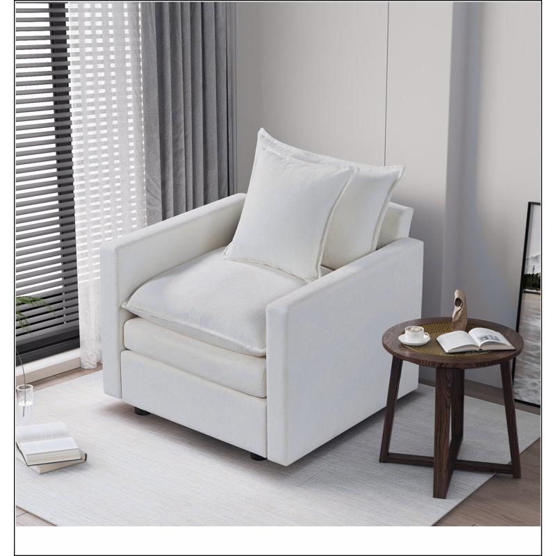 Canapé-lit en tissu d'ameublement Chenille, Blanc