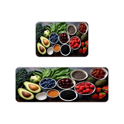 Tapis de cuisine à super-alimentation pour cuisine et coin repas sain, multicolore 2 pièces