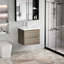 Meuble-lavabo mural 24 po avec lavabo en résine, 2 tiroirs, style minimaliste, esthétique de la finition de l'eau, finition