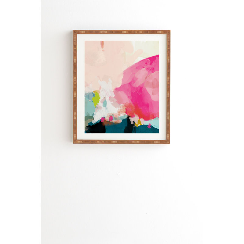 «Pink Sky» par Lunetricotee - impression d'art graphique, H 20 po x l 20 po x P 2 po, Armature en bambou, Pas de tapis
