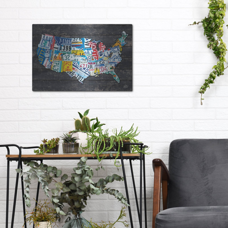 «USA Licence Plate Map» par Britt Hallowell, H 12 po x l 16 po