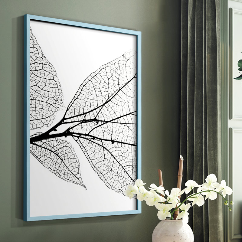 Imprimé floral encadré XXXIX - prêt à être accroché , Bleu, H 29 po x l 23 po