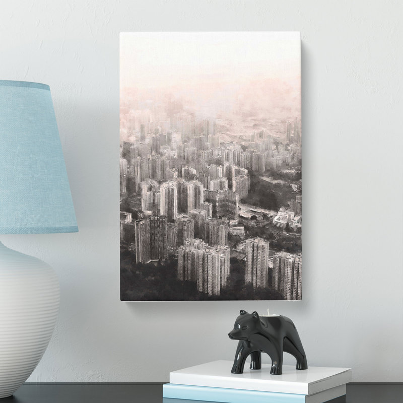Hong Kong Skyline Abstract - Wrapped Canvas, 76cm H x 50cm W x 3cm D