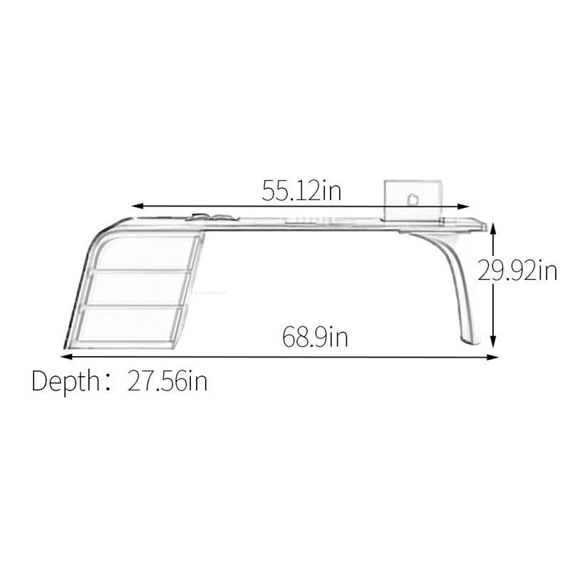 Junkins, 29.92" H x 68.9" W x 27.56" D