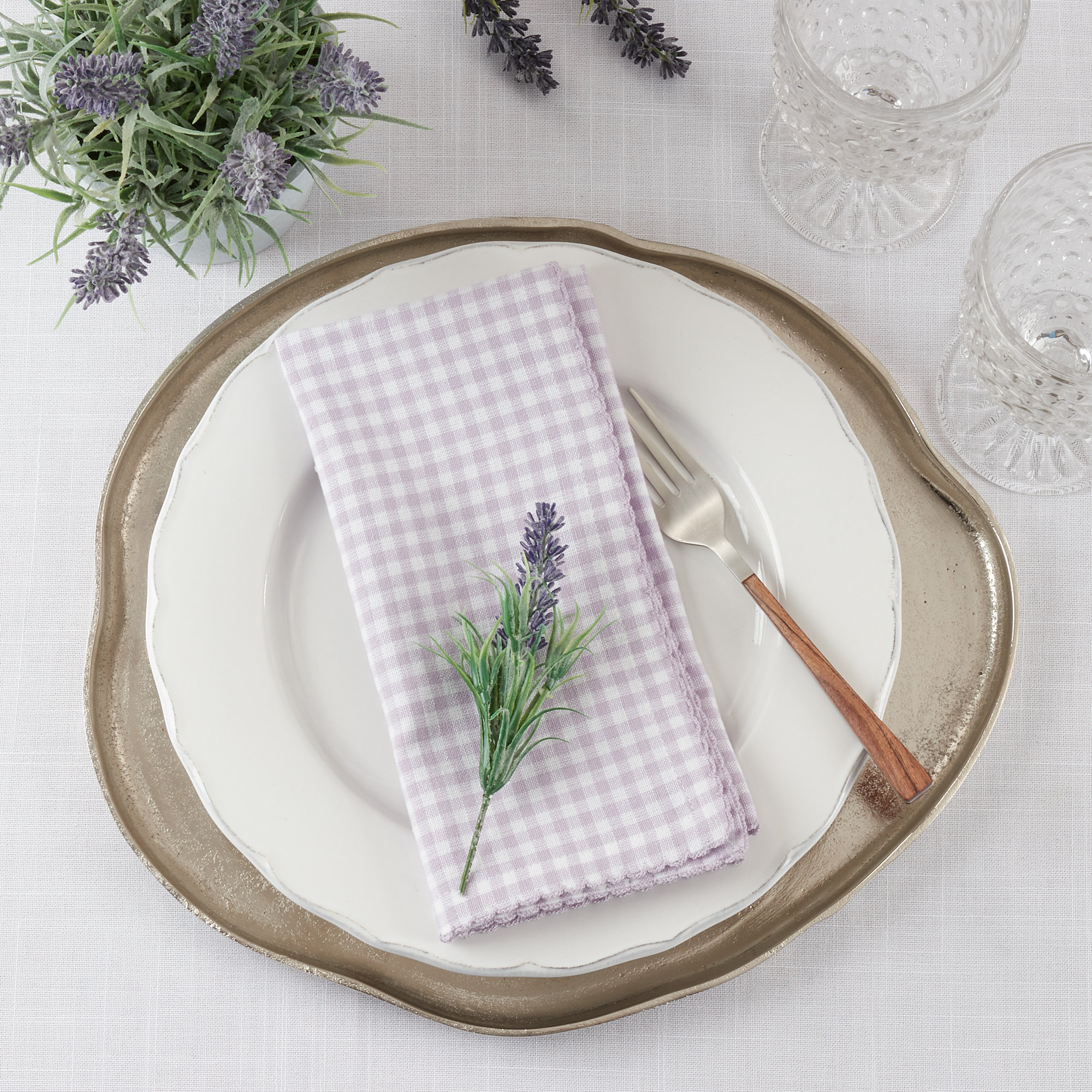 Anij 4 Piece 100% Cotton Napkin Set, Purple