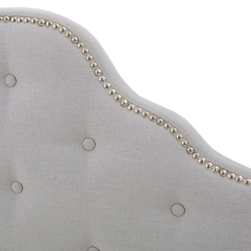 Tufted Upholstered Headboard Twin Size, Solid Wood Head Board With Durable Metal Legs, Adjustable Height Twin Headboard With Nailhead Trim,Fabric Headboard In Modern Button Tuffted Design