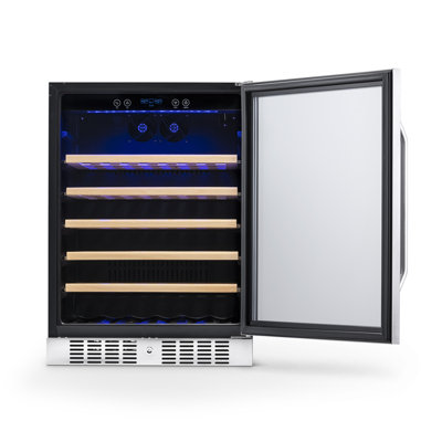 Newair 24" Built-in 52 Bottle Wine Refrigerator in Stainless Steel with Precision Digital Thermostat and Beechwood Shelves — FIN-0018297 | Fridge.com