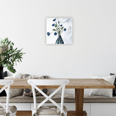 «Dusty Blue Floral», impression sur toile de qualité supérieure, art mural moderne 24 x 24 po