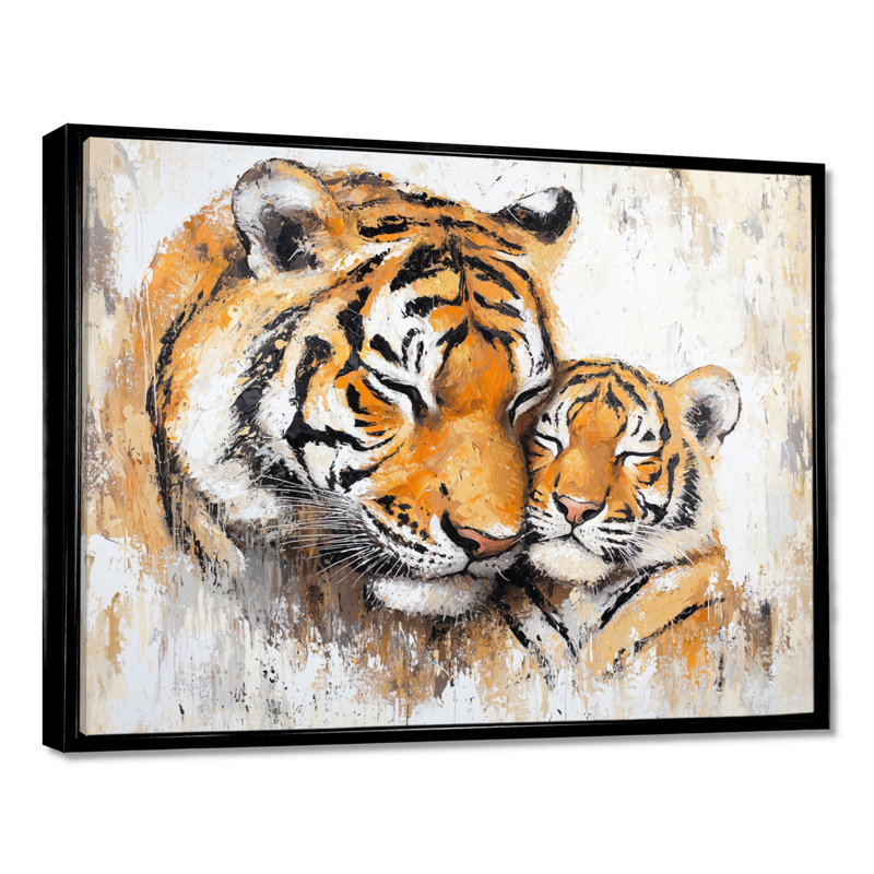 «Tiger Family Bonding II - Tiger», reproduction d'art murale, H 16 po x l 32 po, Noir