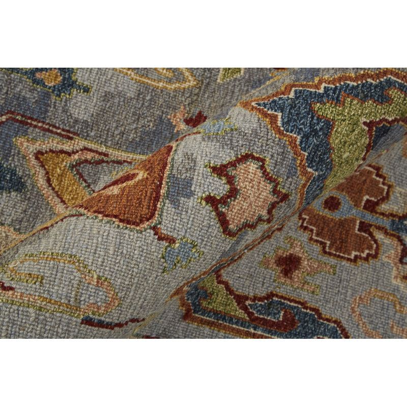 Leylan Wool Ikat Area Rug in Blue, Rectangle 9'6" x 13'6"