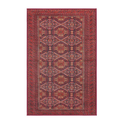 Tapis rouge/brun/beige traditionnel