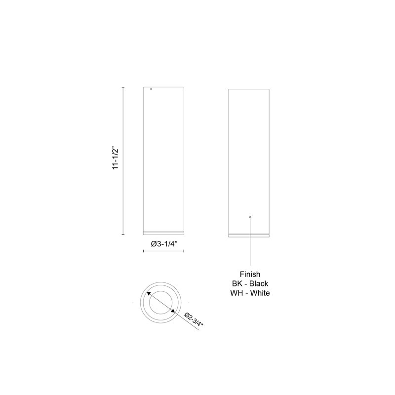 Lorna 1 - Light LED Flush Mount, 18 W, White, 11.5" H x 3.25" W x 3.25" D