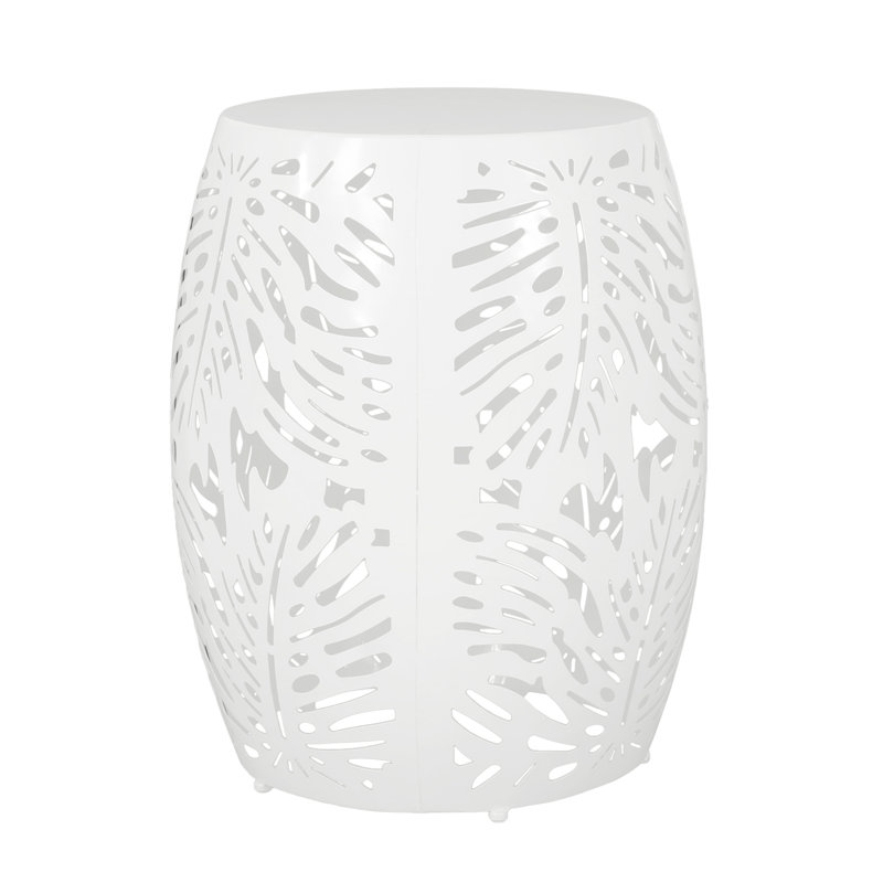 Metal End Table, White