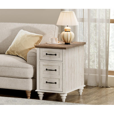 Corretta End Table with Storage and Built-In Outlets
