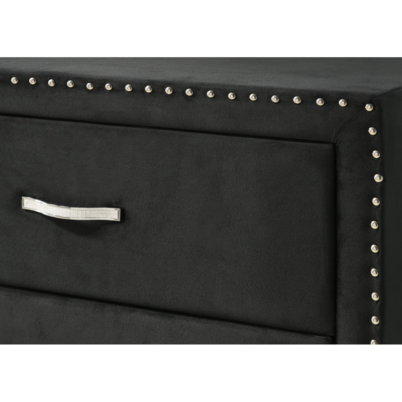Commode Glam, commode rembourrée en tissu
