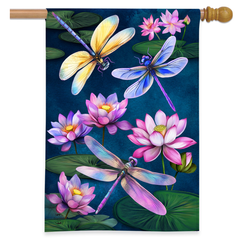 Drapeau de libellules et de nénuphars