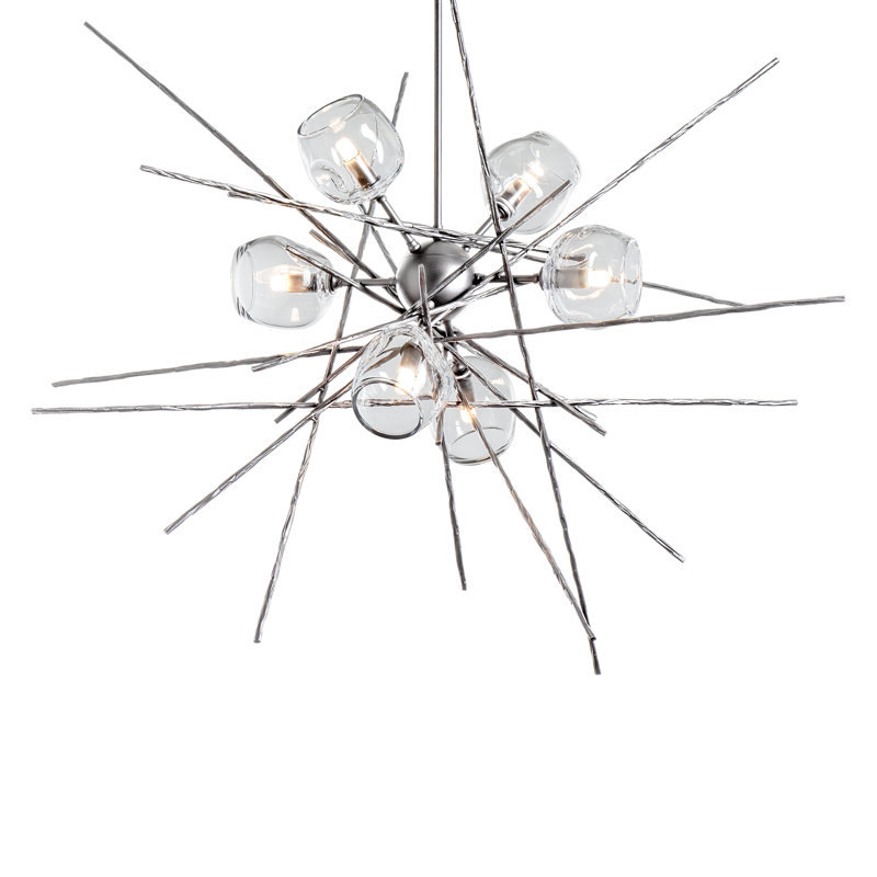 Griffin 6 - Light Chandelier, Clear, 56.6" H x 39.2" W x 38.8" D, Sterling