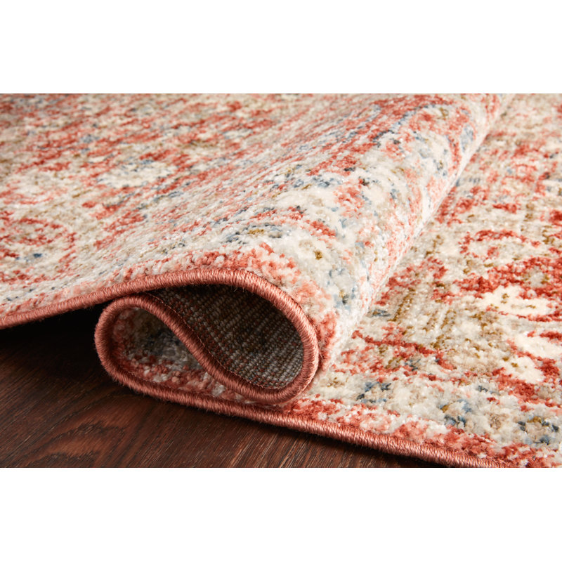 Ivoire oriental/Tapis décoratif rouge Wuest, Rectangle 5 pi 3 po x 7 pi 6 po