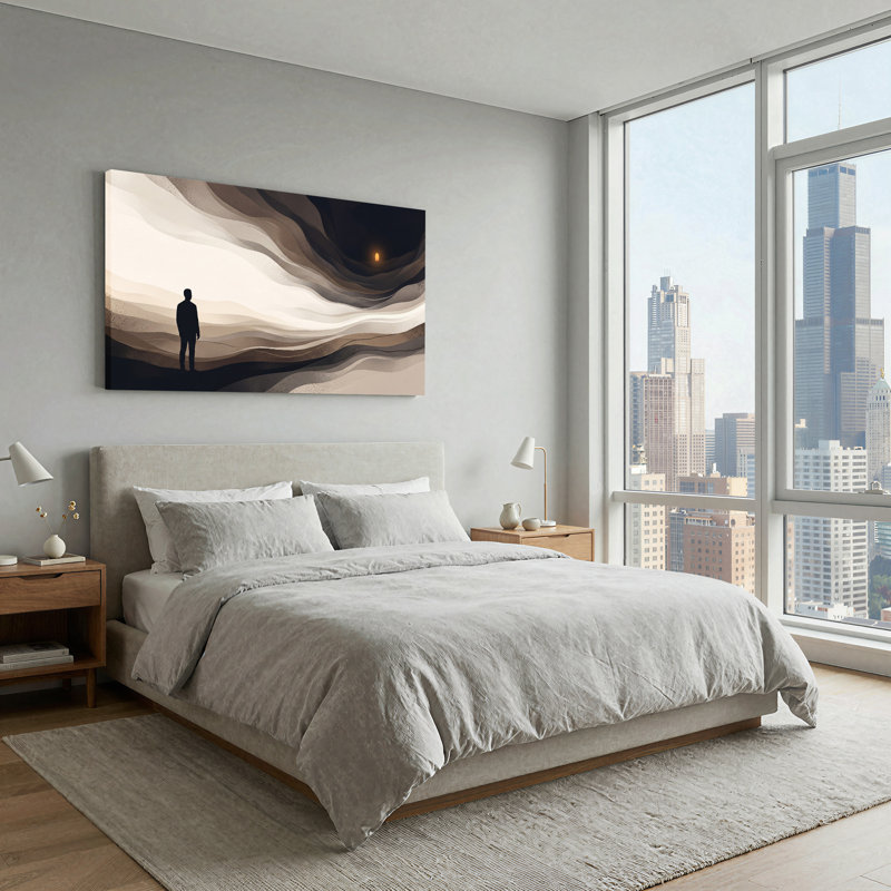 Art mural sur toile, "Silhouette noire", L 40 po x H 20 po