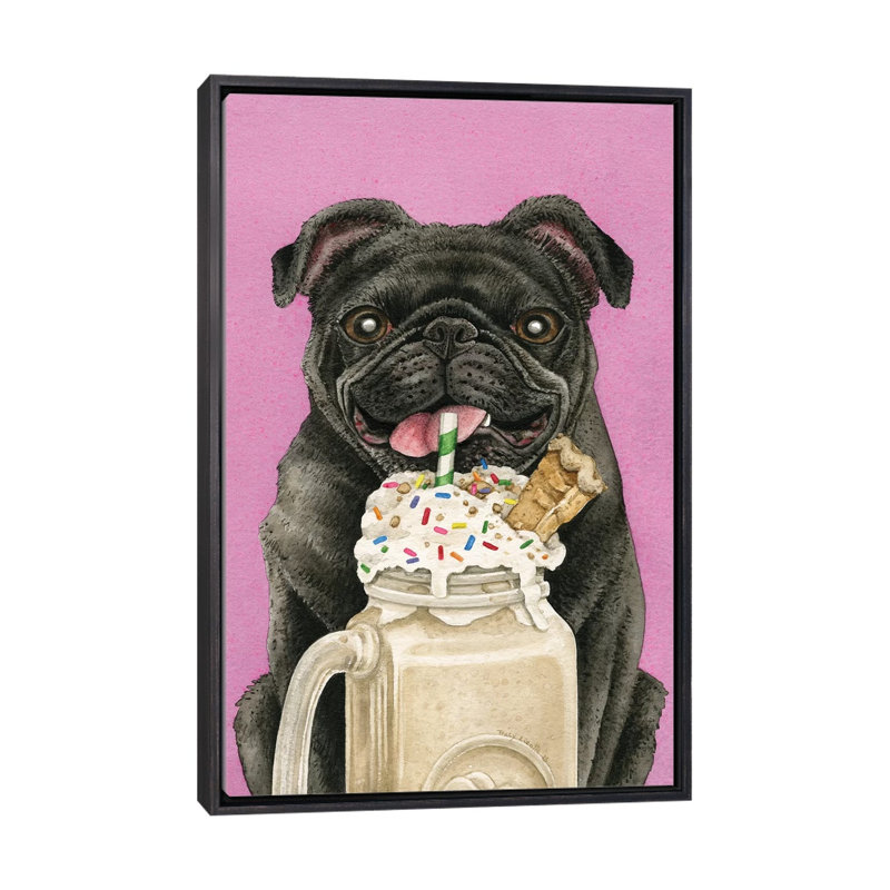«Brain Freeze with Black Pug» par Tracy Lizotte - reproduction d'art, H 60 po x l 40po x P 1,5 po, Aucun mat