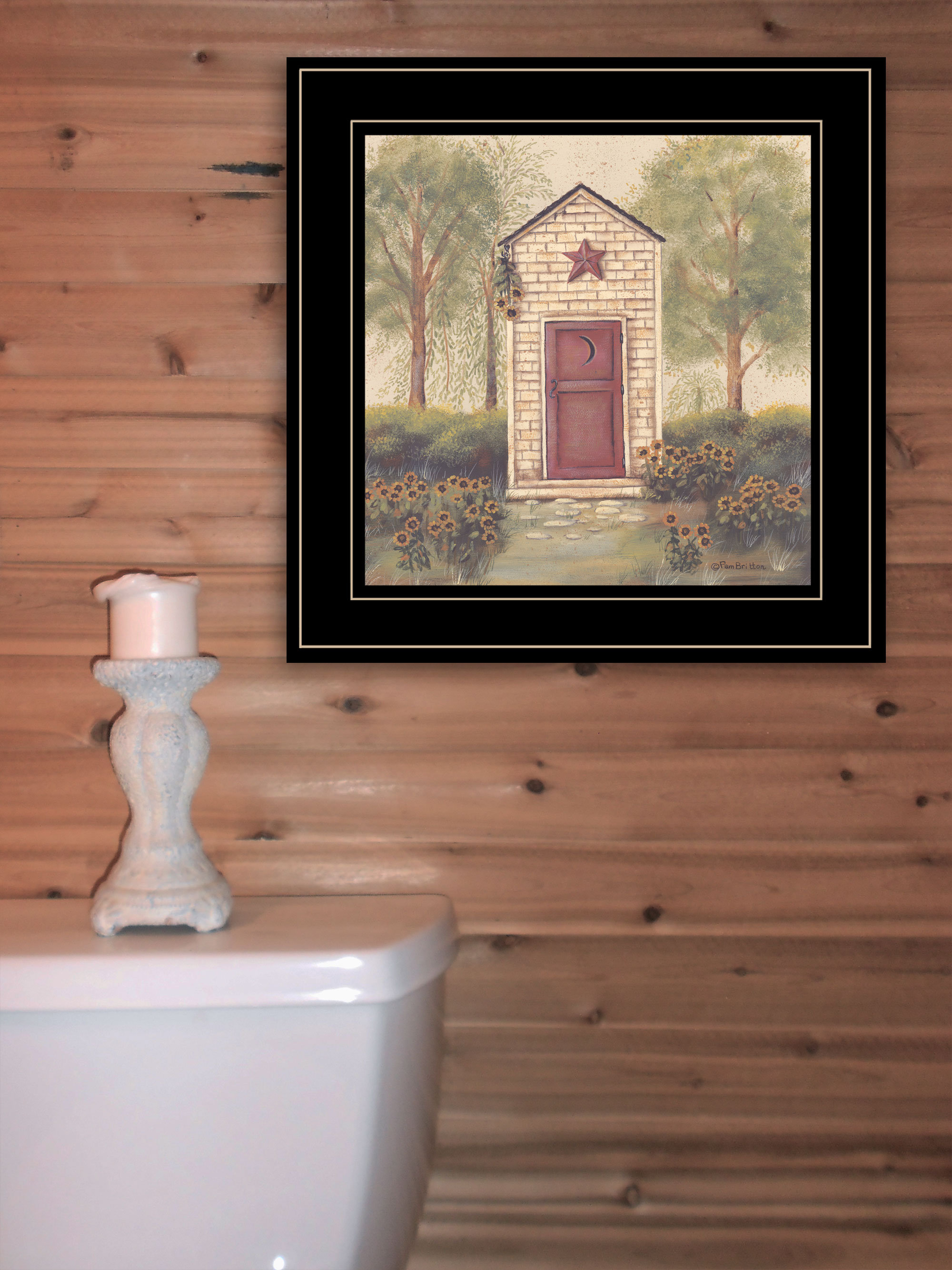 August Grove® Folk Art Outhouse III Framed Wall Art for Living Room