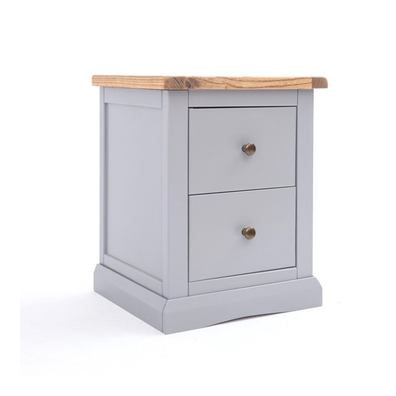 Conn 45cm W Solid + Manufactured Wood Bedside Table, Grey/Brown