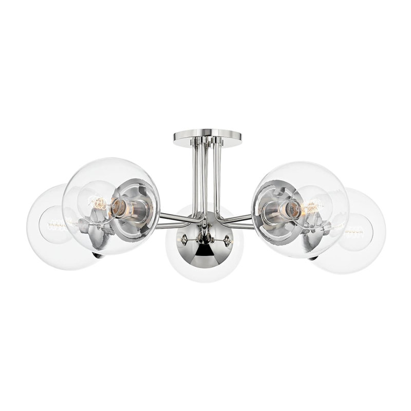 Plafonnier semi-encastré 5 lumières 30 po Meadow, Nickel poli