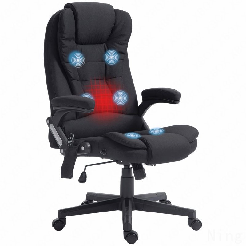 Fauteuil de bureau noir vibrant à 6 points de massage avec chaleur lombaire