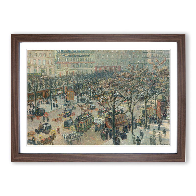 Italian Boulevard by Camille Pissarro - Picture Frame Painting, Walnut, 48cm H x 65cm W x 2cm D