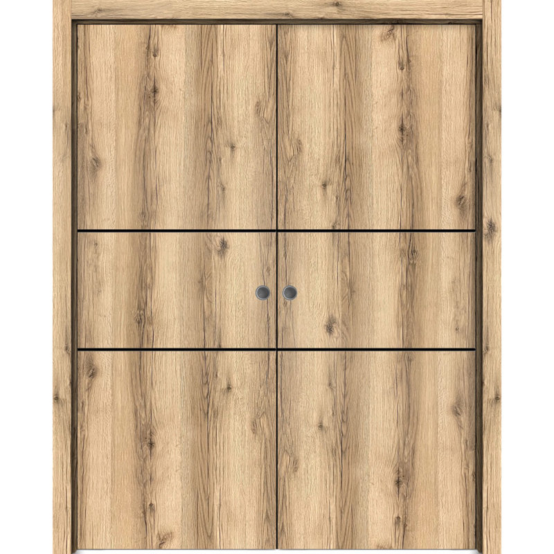 Portes françaises en bois massif massif, Chêne, 72 po x 80 po