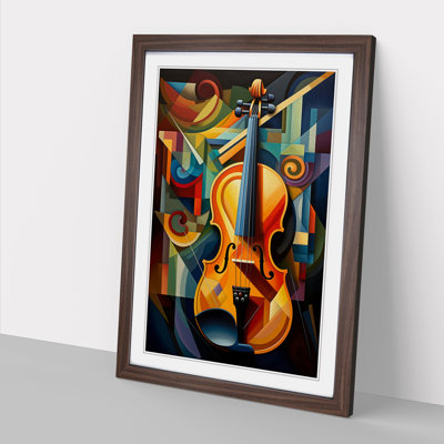 Violin Cubism Art - Framed Print