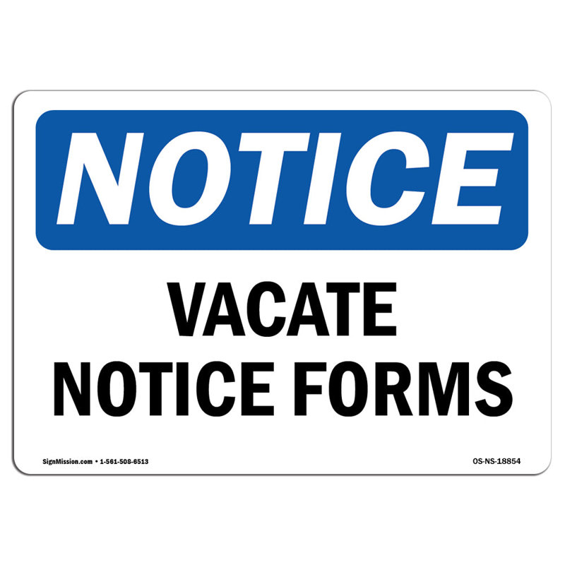 Vacate Notice Forms Sign