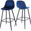 Tabouret de bar 30 po en velours bleu de 30 po avec dossier, pieds et repose-pieds en métal, installation rapide pour la cuisine