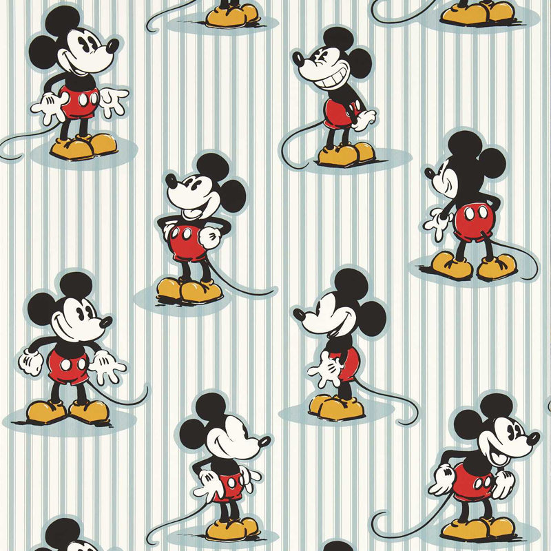 Mickey Stripe Wallpaper, Sea salt