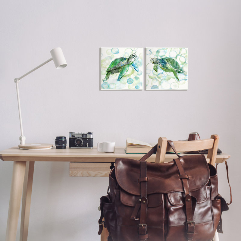 Sea Turtle Green and Blue Canvas Wall Art Set