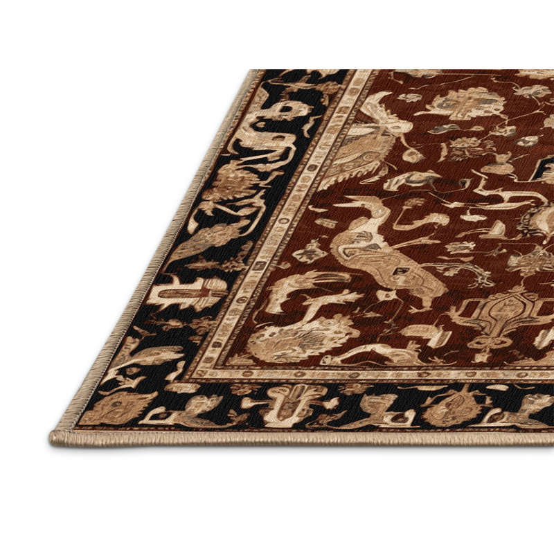 Tapis brun lavable à la machine, Rond 5 pi