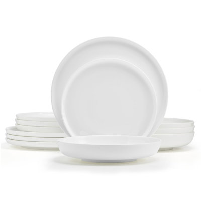 Service de vaisselle léger en porcelaine os 12 pièces Marion, service pour 4