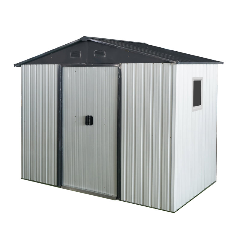 8 ft. x 4 ft. Outdoor Metal Storage Shed with Window, 51.75" H x 93" W x 74.75" D, White