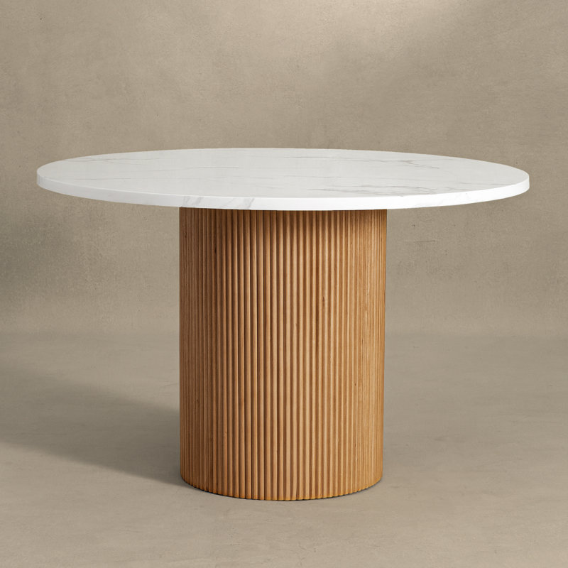 Table de salle à manger ronde moderne de 47 pouces, Naturel
