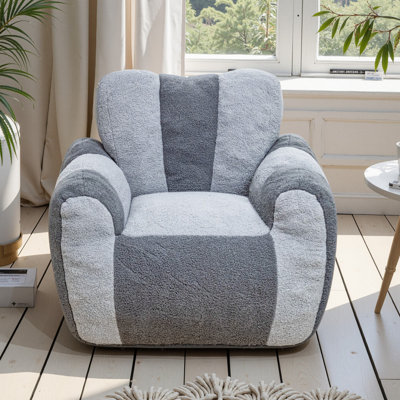 Double-Color Striped Large Size Teddy Fabric Bean Bag Chairs