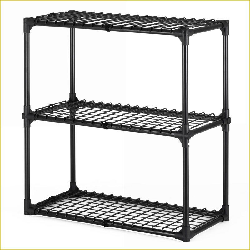 Étagère grillagée robuste à 3 tablettes | Capacité de 330 lb | Assemblage facile | Acier | Noir