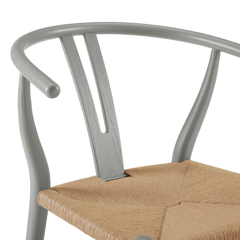 Modway Amish Dining Wood Side Chair, Light Grey Velvet
