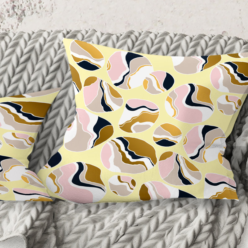 Coussin Golden River Stones - Mid-Century Modern, 16 po x 1 po